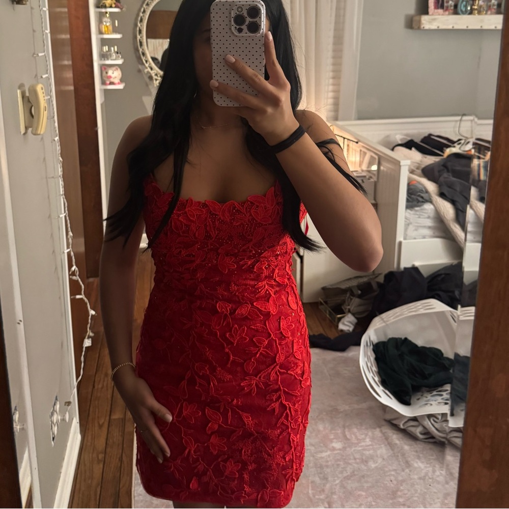 Elegant Red Lace Dress